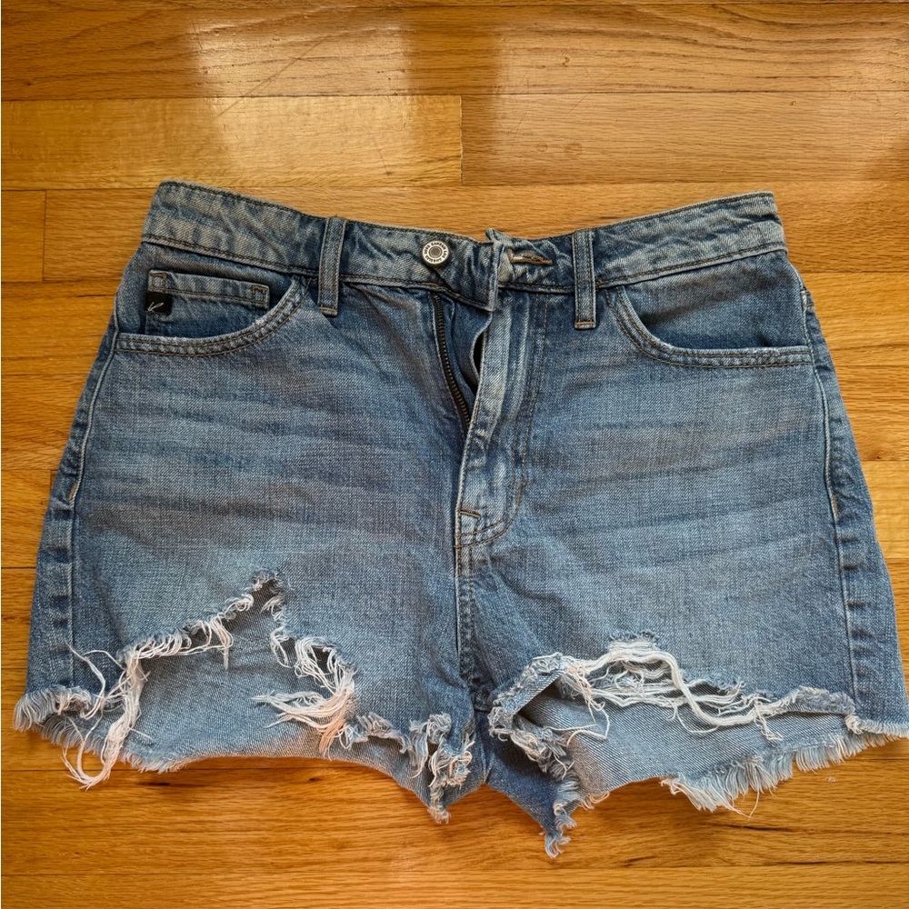 Vici Blue Distressed Jean Shorts